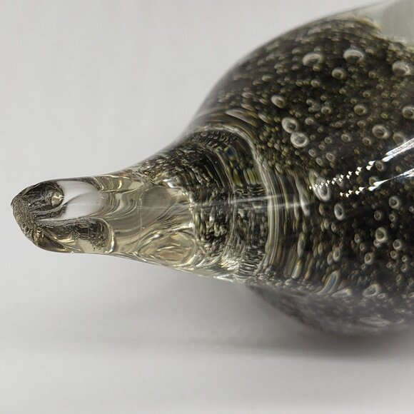 Small Black Gold Speckled Art Glass Bird Paperweight or Figurine - AS IS - Picture 6 of 8